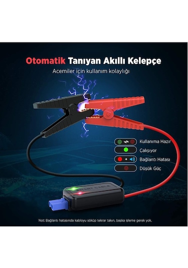 Utrai Jstar One 22000 mAh 2000A Jump Starter Taşınabilir Akü Takviye Cihazı + Çanta + Pusula + Powerbank + Led Lamba