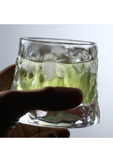 Trendooze Vintage Şeffaf İçme Harika Dokusu Dayanıklı Bardak 3 La