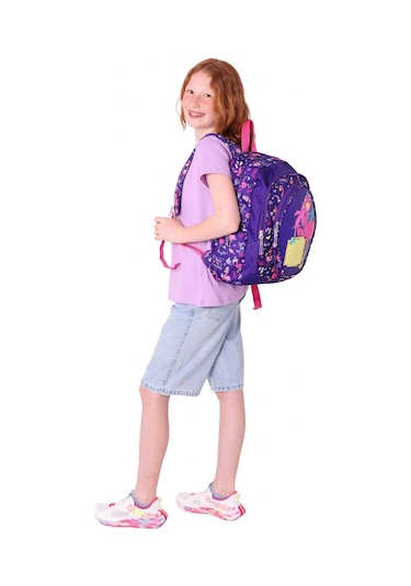 Kaukko Kids Üç Gözlü Kız Çocuk Okul Sırt Çantası Flamingo Detaylı - L5223 Mor - Pembe