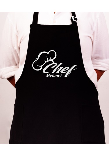 Mutfak Önlüğü Kişiye Ve İsme Özel Nakışlı Mutfak Önlüğü Şef 1 Farklı Renkler Siyah
