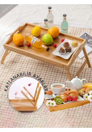 Kapris  KAP-112 Katlanır Ayaklı Bambu Tepsi 50 x 30 CM