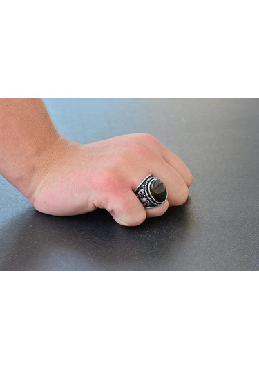 Erkekler İçin İnce Taş Koleksiyonu: 925 Ayar Gümüş Yüzükler - Doğal Taş Seçimi Labradorit Gümüş