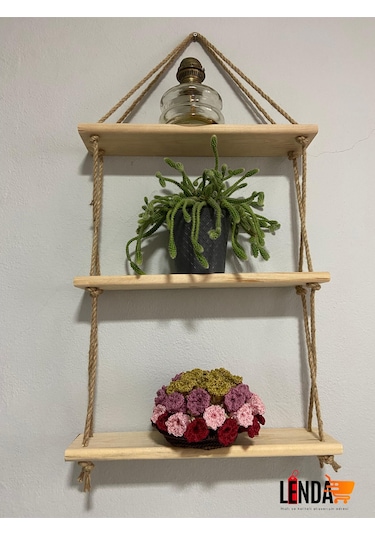 Doğal Ahşap Hazır Kurulu Dekoratif 3'lü Raf 40 Cm 9 Cm Krem