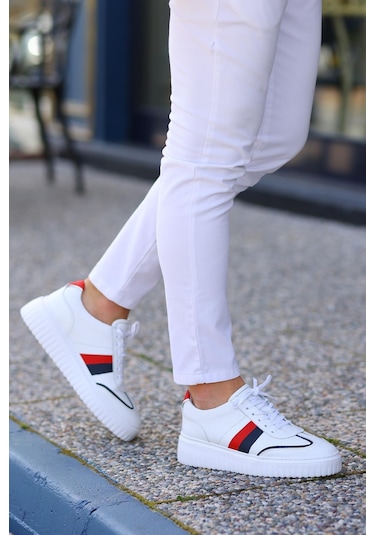 Shoetyle - Beyaz Deri Bağcıklı Erkek Günlük Ayakkabı 101-9082-934-beyaz Beyaz