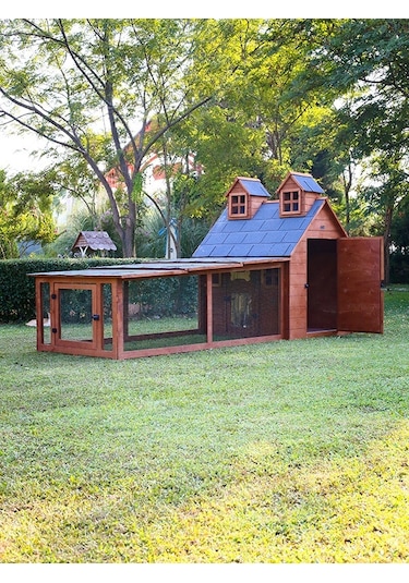 Mandu Bahçeli Ultra Lüks Ahşap Köpek Kulübesi Evi