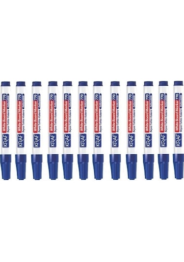 Kraf 770 Doldurulabilir Beyaz Tahta Kalemi 12'Li Mavi