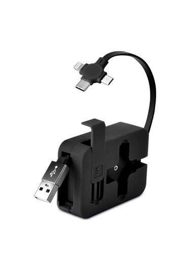Buffer Cep Tipi Telefon Tutuculu Makaralı Uzayıp Kısalabilen 3'ü 1 Arada Usb Şarj Kablosu Çok Renkli