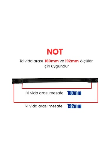 50 Adet Kare Mat Siyah Metal Mobilya Kulpu 160mm - 192mm Mat Siyah