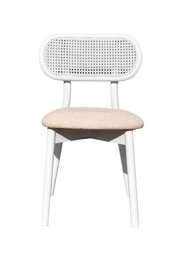 Orpheus Bambu Hasırlı Ahşap Sandalye Beyaz - Krem