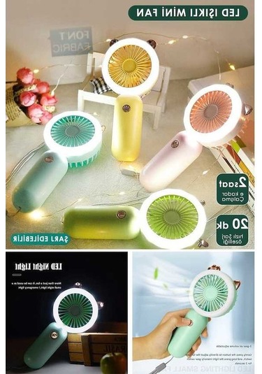 Besthome1 Mini Taşınabilir Ergonomik Technosmart Fan, Usb Şarjlı Led Işıklı, Rengi Değişiklikli, Kullanımı Kolay
