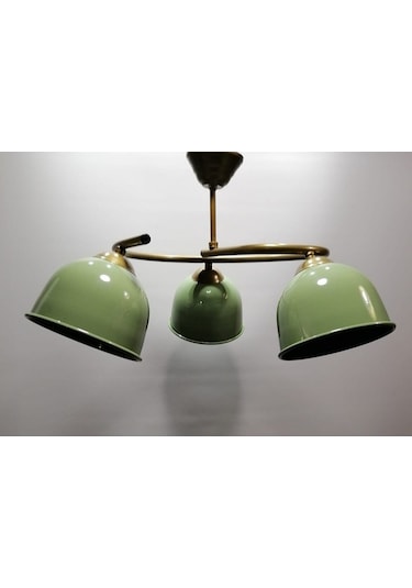 Mylights Üçlü Haki Yeşil Metal Avize Vintage Avize