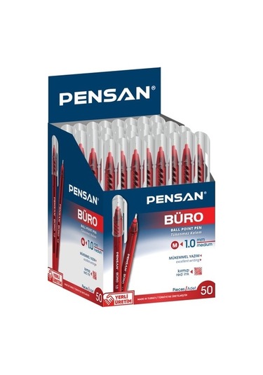 Pensan Büro Tükenmez Kalem 1 MM 2270 Kırmızı 50'li
