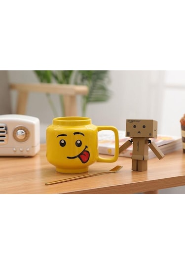 250ml Gülümseme Seramik Kupası Erkekler Ve Kadınlar İfade Karikatür Fincan Kahve Süt Çay İçme Kupası Noel Çocuk Hediye Kupası Kupalar Sarı Altın - Beyaz
