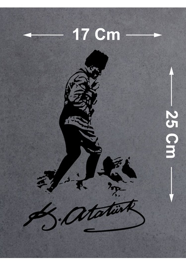 Mustafa Kemal Atatürk Kocatepe Silüet Sticker - Araba Oto Motosiklet Karavan Sticker 00617 25x17 Cm