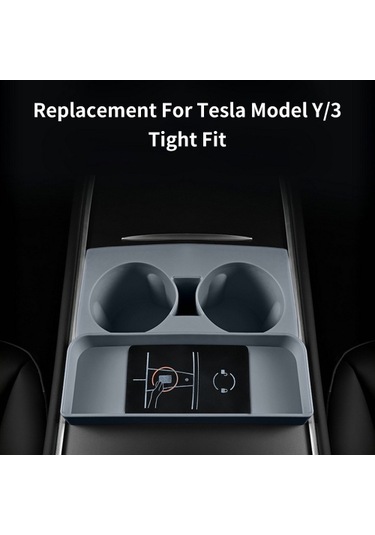 Tesla Model 3/y İçin Bardak Tutucu Eki Yedek Parçası, Silikon Araba Bardak Tutucu Yedek Aksesuarları Kaymaz Orta Konsol Düzenleyici, Siyah
