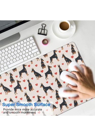 Doberman Desenli Büyük Oyun Mouse Pad 35.4x15.7 Inch, Kaymaz, İnce, Uzun-a2