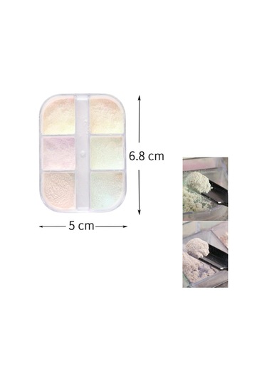 Nail Art Tırnak Süsleme İnci Tozu 6lı Set Ayna Tozu