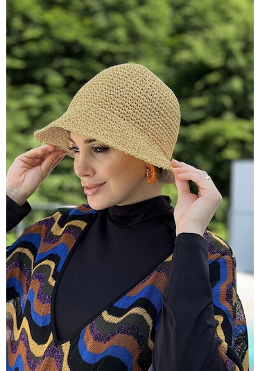 El Örgü Hasır Şapka Rş-83 Camel Camel