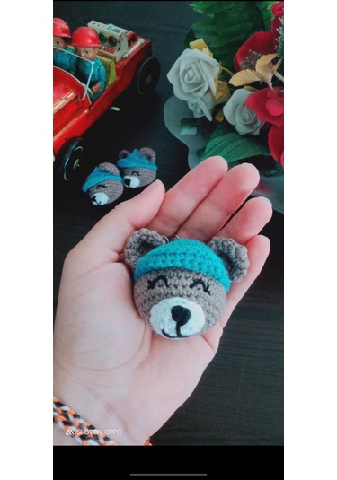 Dukakidstoys Amigurumi Şapkalı Minik Ayıcık Anahtarlık Aksesuar
