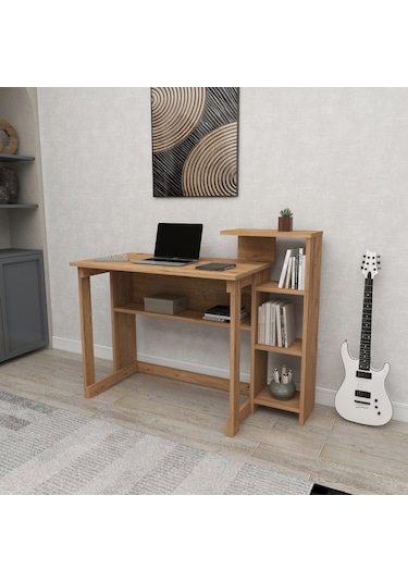 Saye 5 Raflı Kitaplıklı Çalışma Masası Atlantik Çam