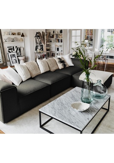 Relax Soft 4 Modül Köşe Takımı Siyah Keten 900 Siyah