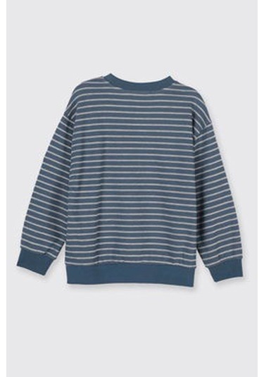 Panço Çizgi Desenli Petrol Erkek Çocuk Sweatshirt 2521bk08009 Petrol
