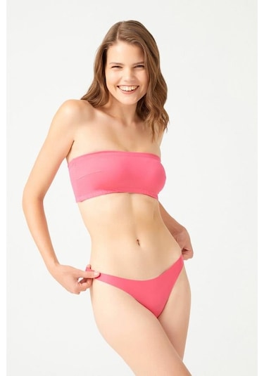 Straplez Crop Top Büstiyer Pembe Pembe
