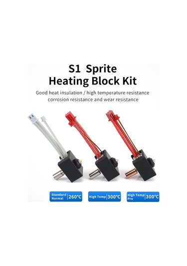 Konesam Ender-3 S1 Sprite Ekstruder Isıtma Bloku Seti - 260 C Normal Sıcaklık, Alüminyum Blok, Bakır Nozzle, 24v40w Isıtıcı Çubuğu