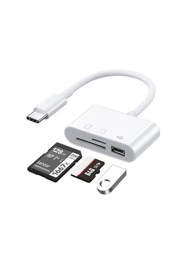Usb Type C To Sd Microsd Tf Kart Okuyucu Usb 3in1 Çevirici Dönüştürücü Adaptör
