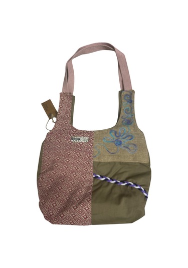 Vintage Renkli Salaş Etnik Orta Boy Plaj Günlük Kadın Kol Omuz Çantası 34 Cm X 37 Cm Yeşil