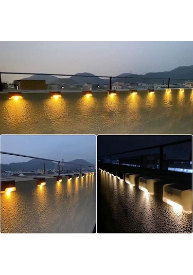 Mufunye Şeffaf Kapak Güneş Enerjili Gece Lambası Korkuluk Çit Lambası Açık Bahçe Merdiven Merdiven Diğer