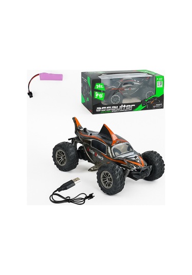 Assaulter 1:18 Yüksek Hızlı Işıklı Köpek Balığı Tasarımlı Uzaktan Kumandalı Rc Araba - Turuncu