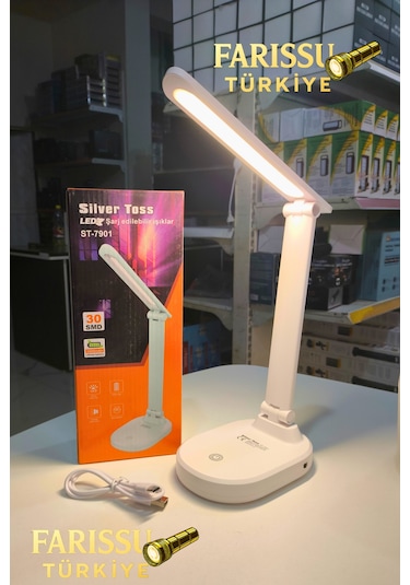 Silver Toss St-7901 30 Smd Led Şarj Edilebilir Ayarlanabilir Masa Lambası Beyaz