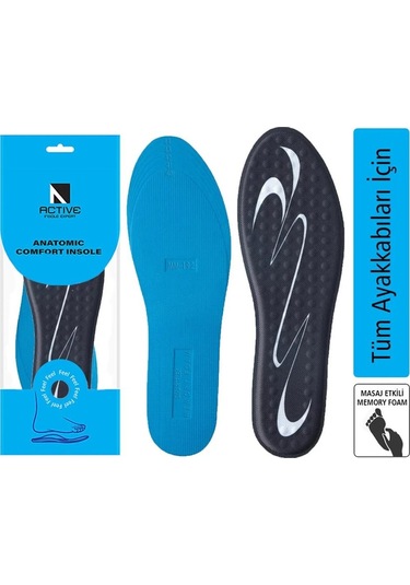 Blue Gel Memory Foam, Masaj Destekli, Darbe Emici Erkek Klasik Ayakkabı İç Tabanı 192-mm