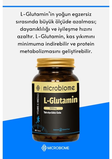 Microbiome L-Glutamin 1000 MG 60 Tablet
