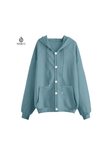 Kadınlar İçin Sonbahar Ve Kışlık Rahat Hırka Sweatshirt Ceket Yeşil