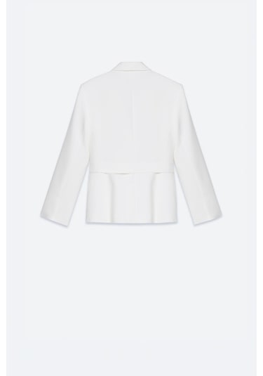 Thalure Kadın Beyaz Beli Kemer Detaylı Blazer