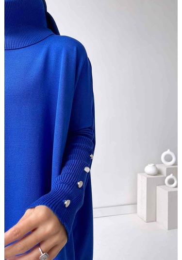 Oversize Merserize Tunik - Saks Mavi Saks Mavi