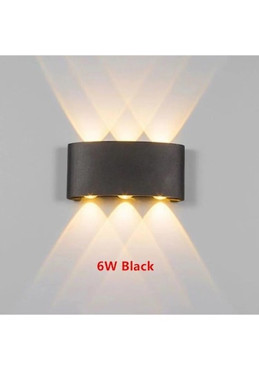 Siyah Ip65 Led Duvar Lambası Ac86-265 Kapalı Yatak Odası Oturma Odası Merdiven Duvar Lambası 6w/beyaz Işık Beyaz