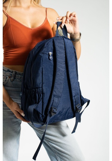 Lüx Krinkıl Kumaş Lise Ve Ortaokul Sırt Çantası, Krinkıl Okul Çantası Lacivert