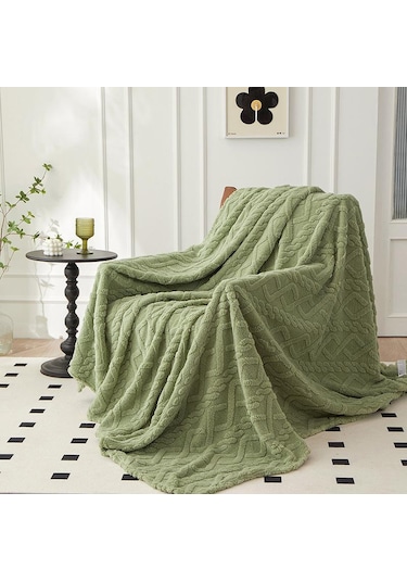 Sarı Kalın Kış Battaniye Atmak Yumuşak Sıcak Yün Battaniye Yataklar İçin Ekose Taff Kaşmir Kuzu Termal Yorgan Yatak Örtüsü 100 X 150 Sarı