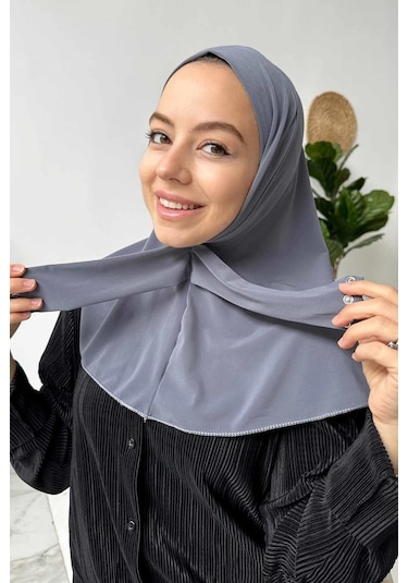 Kahijab Çıtçıtlı Bone - Gri - Standart Gri
