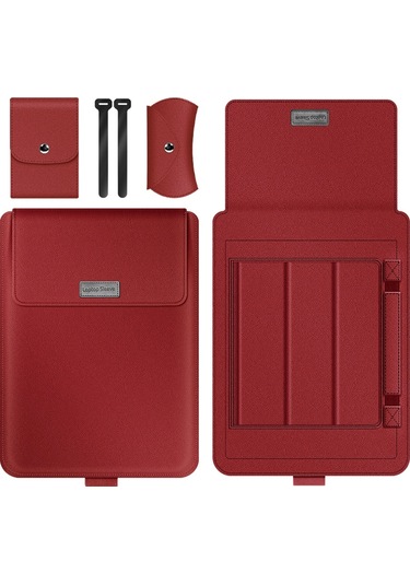 A2 4'ü 1 Arada Bilgisayar Braketi Astar Çantası Saklama Çantası, Boyut: 13/14 İnç Kırmızı