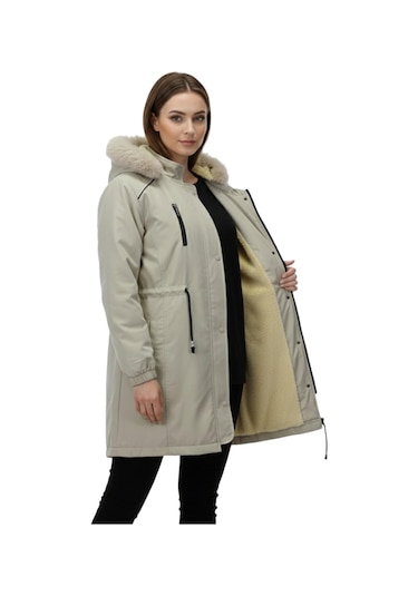 Baglan Kadın Kapüşonlu İçi Peluş Mont Bgl-st05028 Taş