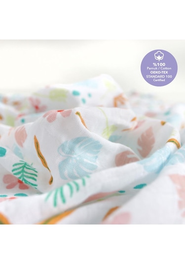 Milk&moo Müslin Örtü 2'li Set Jungle Friends Çok Renkli