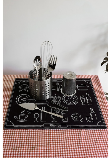 Baskılı Bulaşık Kurutma Matı 46x36 Cm Kurulama Bezi Örtüsü Mf-060