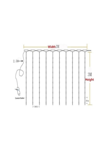 Perde Led 3x3m Askı Aparatlı Kumandalı 8 Fonksıyonlu 300 Ledli 10 Diğer