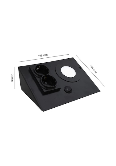 3w Siyah Çift Prizli Metal Tezgah Aydınlatma 3200k Sarı Işık