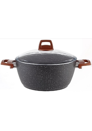 Gümüşer Yanmaz Yapışmaz 28 Cm Granit Derin Tencere Bej