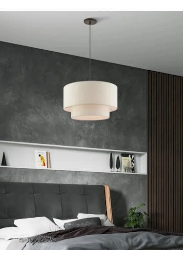 Modern Tasarım Cake Pasta Avize Çift Katlı Beyaz Kumaşlı Sarkıt